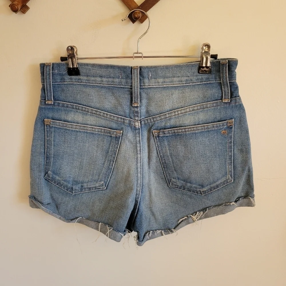 Madewell The Perfect Jean Short Short Raw Rolled Hem Stretch Denim Small 25